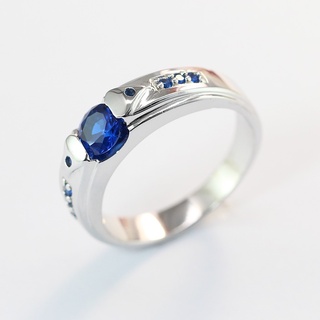 Nhẫn bạc nam đính đá xanh dương đẹp giá rẻ NNA0087 - Trang Sức TNJ