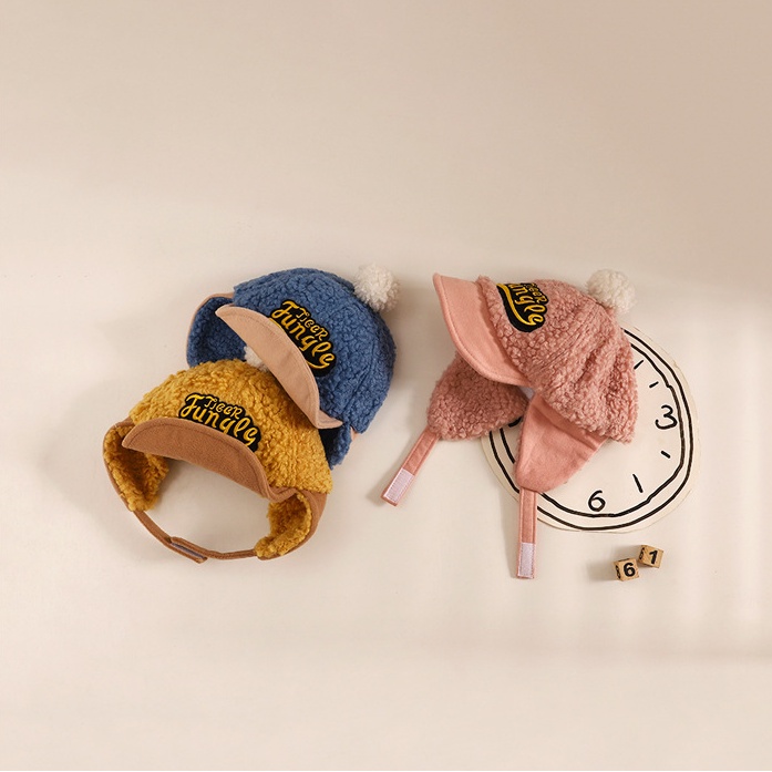 Mũ Bóng Chày Dày Dặn Viền Mềm Thêu Chữ Phối Bóng Lông Giữ Ấm Tai Chống Gió Mùa Đông Cho Bé