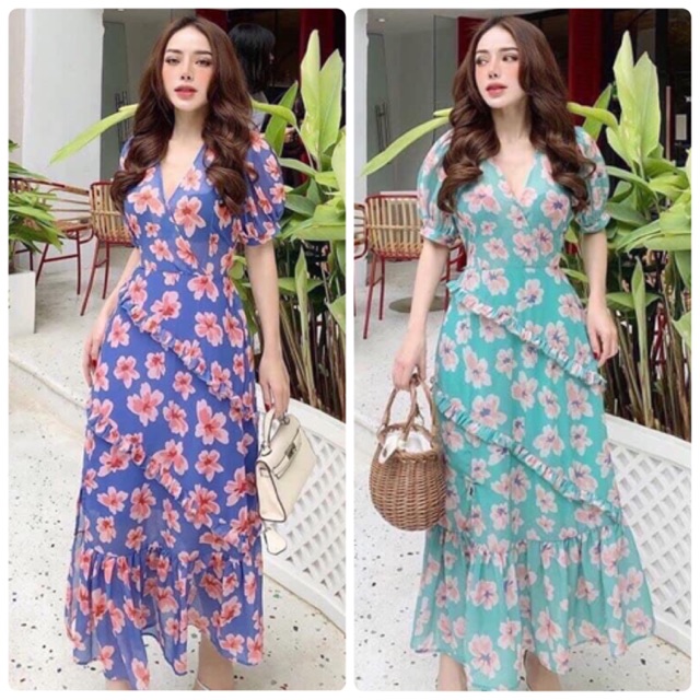 ĐẦM MAXI VOAN HOA NHẤN BÈO