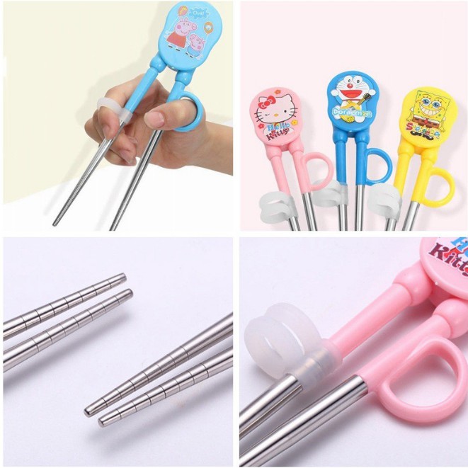 Đũa Tập Ăn Bằng Thép Không Gỉ Thiết Kế Kiểu Hoạt Hình Dễ Thương Dành Cho Em Bé
