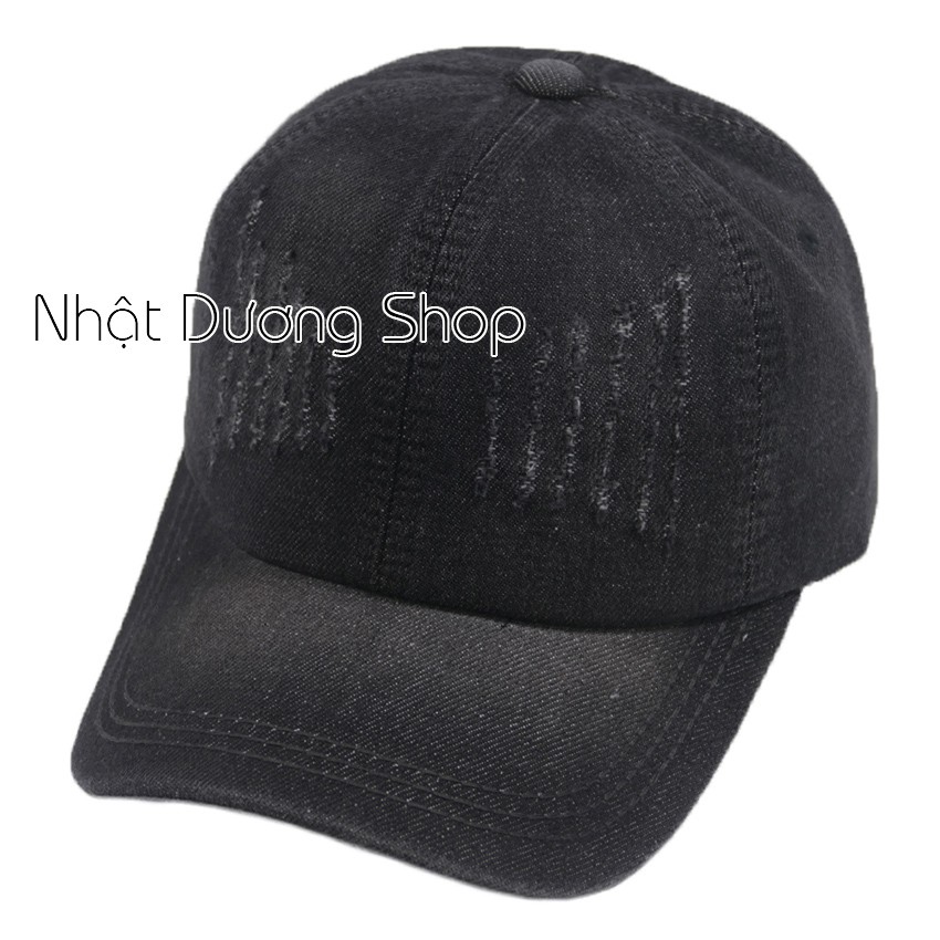 Nón kết jeans thời trang không thêu -  Đen, Jeans nhạt 2 xướt, phong cách, cá tính, phù hợp cho mọi người