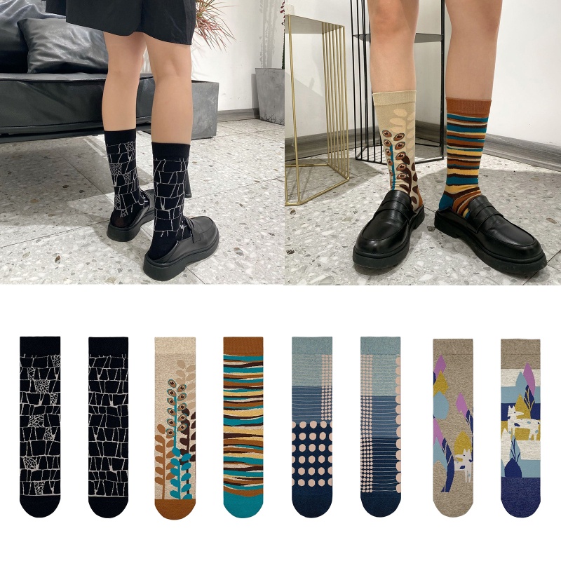 Vớ bất đối xứng đơn giản phong cách Nhật Bản thời trang thu đông sáng tạo cho cặp đôi