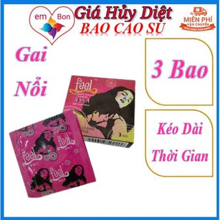 [Giá Sập Sàn] BCS FEEL 4 IN 1   bao cao su feel 4in 1 loại 3 chiếc (3)✔️