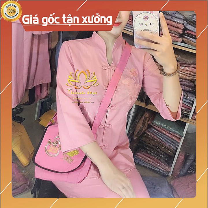 Bộ Đi Chùa,Đồ Lam Đi Chùa Cổ Tàu Thêu Sen,Chất Kate Loại 1 Dày Dặn Thấm Hút Mồ Hôi, Mặc Cực Thoáng Mát Thoải Mái | BigBuy360 - bigbuy360.vn