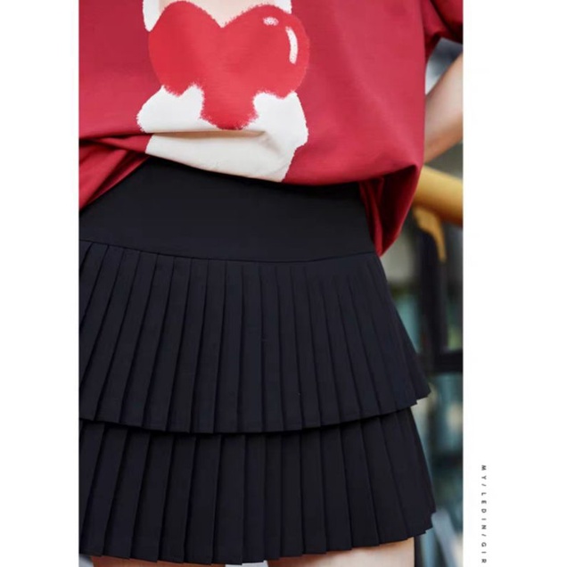 X652 Chân váy xếp ly xuất dư của LEDIN 2 tầng