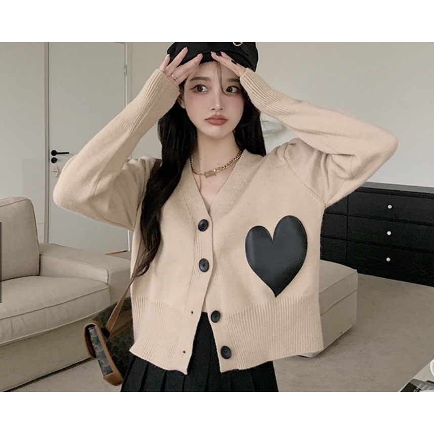 Áo khoác cardigan dệt kim tay dài cổ chữ V
