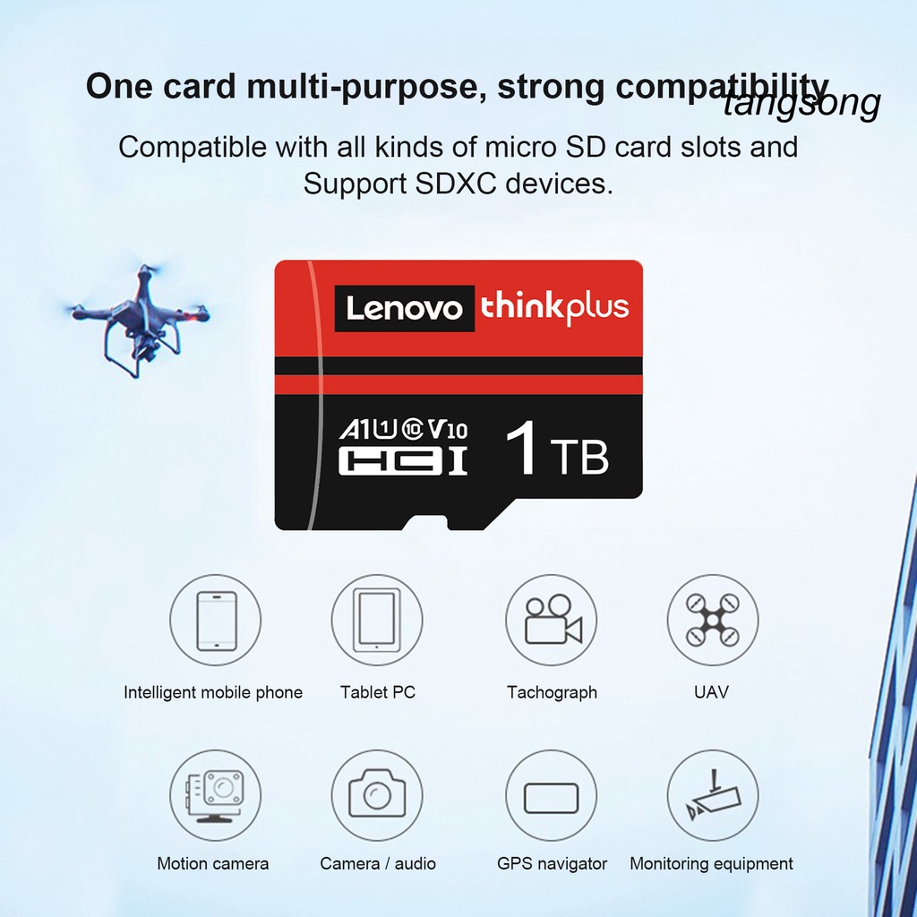 LENOVO Thẻ nhớ 512GB 1TB chống thấm nước U3 TF/Micro-SD cho điện thoại
