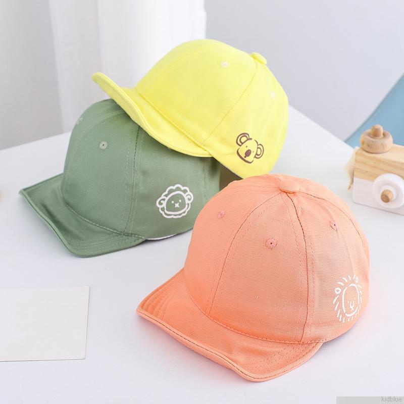 Mũ lưỡi trai màu trơn thêu họa tiết gấu đáng yêu cá tính