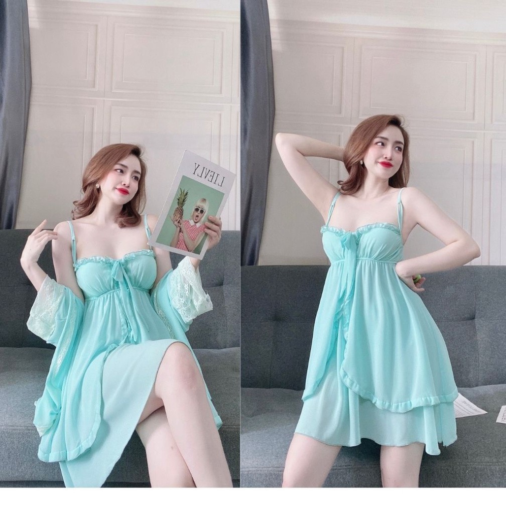 Váy ngủ áo choàng ❣️FREE SHIP❣️ Đầm ngủ sexy lụa Satin Chất Siêu Mát Dáng Siêu Xinh | BigBuy360 - bigbuy360.vn