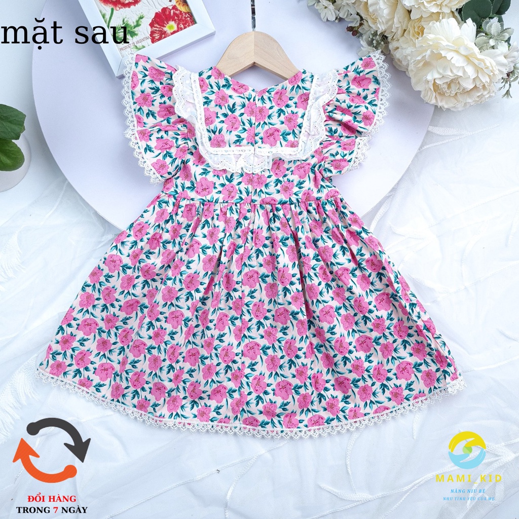 váy lolita cho bé hoa hồng, tay cánh tiên siêu xinh 12-25kg ,Mamikid
