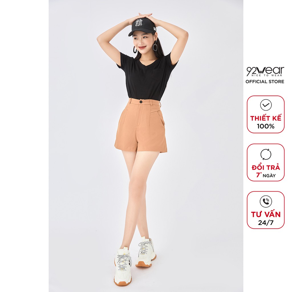 Quần short nữ 92WEAR sooc ngắn ống rộng thoải mái SVA1456