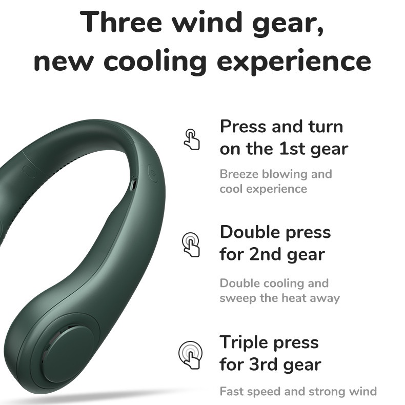 Quạt thể thao làm mát thiết kế đeo cổ sạc cổng usb không tiếng động tiện dụng