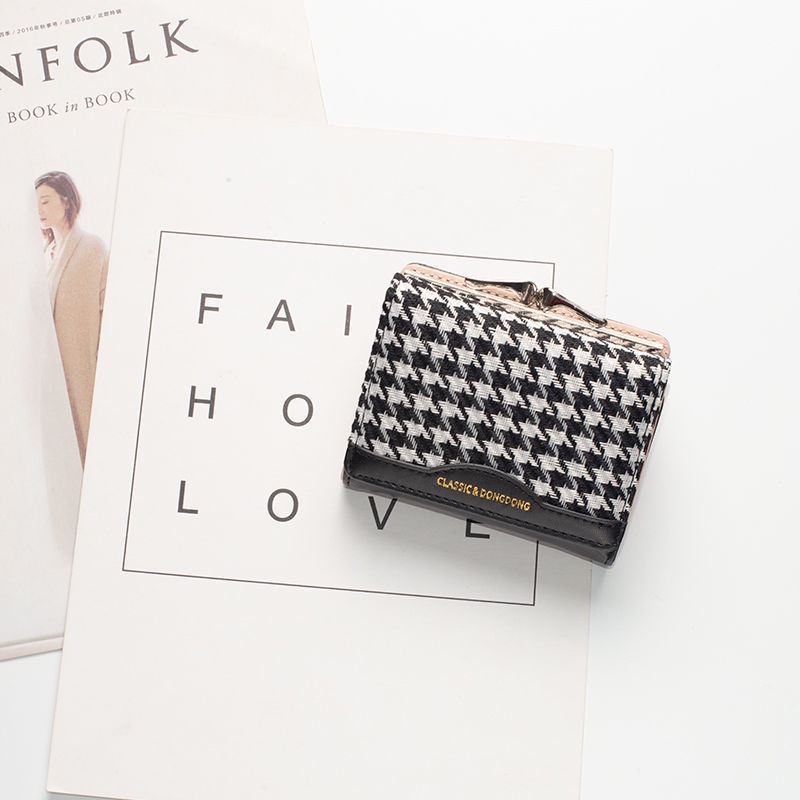 Houndstooth wallet female 2021 new net red fashion small fresh simple sweet series buckle hand wallet tide