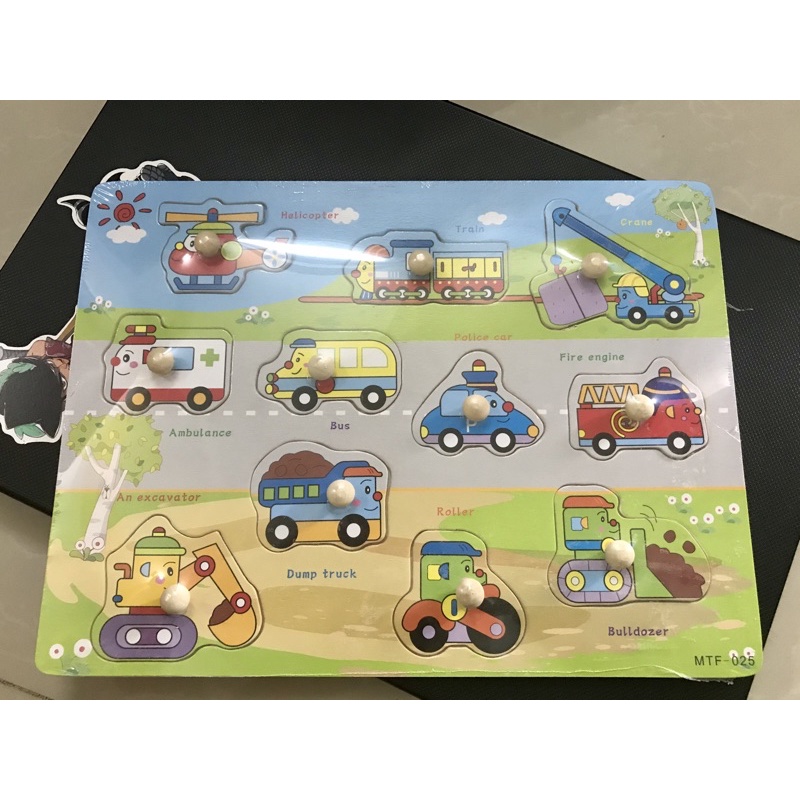 XẢ KHO - 1 Bảng gỗ có núm chủ đề ngẫu nhiên cho bé học tập, vui chơi ghép hình