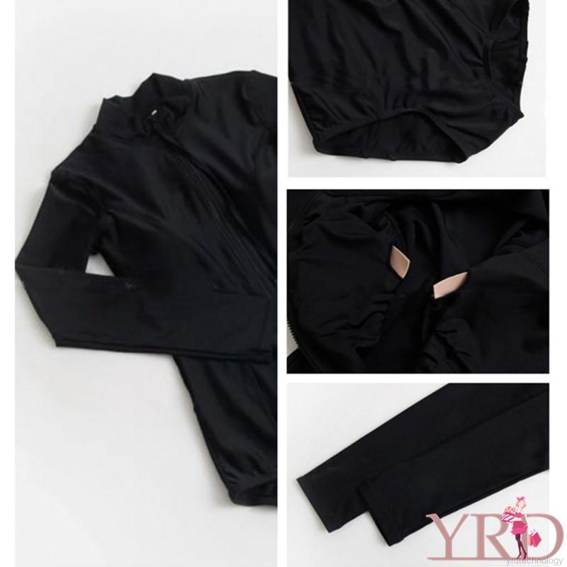 Women Sexy Tight-Fitting Long-Sleeved Zipper One-Piece Swimsuit