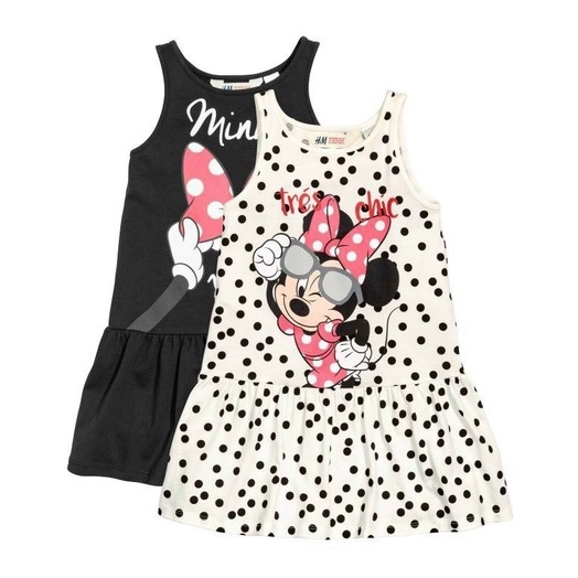 Váy đầm cho bé gái - Set 2 váy Minnie đen trắng HM cho bé gái size 2-10t
