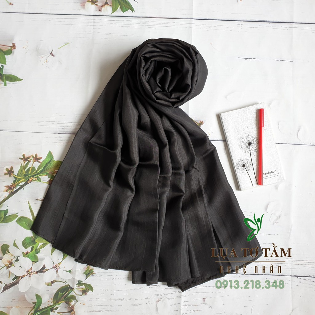 Khăn Lụa Tơ Tằm 100% Việt Nam màu đen