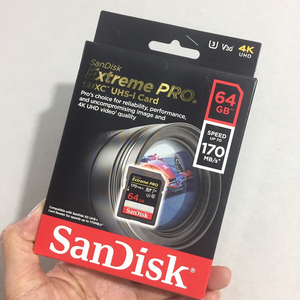 [ 32GB/ 64GB/ 128GB/ 256GB] Thẻ nhớ SD tốc độ 170MB/s Sandisk Extreme PRO (U3 - V30) SDSDXXY