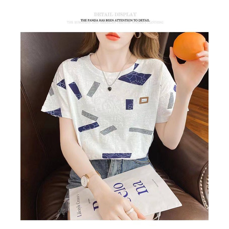 Áo Thun T-shirt Cotton Tay Ngắn Cổ Tròn In Hình Thời Trang Dành Cho Nữ