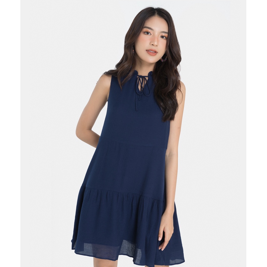 Đầm nữ thời trang HNOSS dáng suông rút nhún 2 tầng HNDLU043