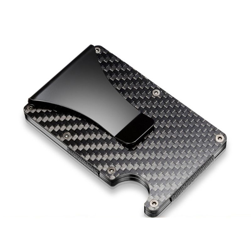 Youyo Ví Đựng Thẻ Tín Dụng RFID Bằng Sợi Carbon Mỏng Có Công Tắc Trượt