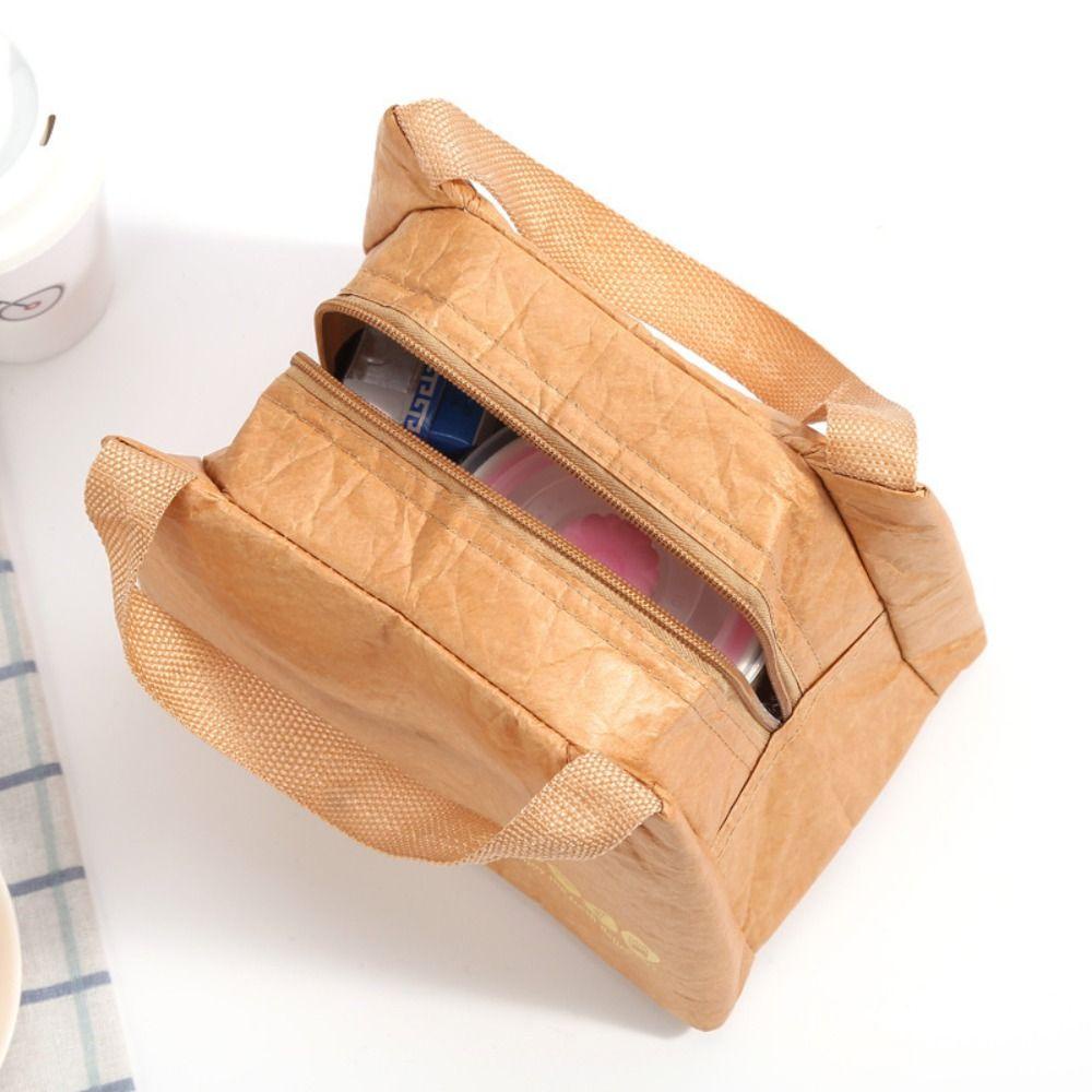 Túi Giấy Kraft Đựng Cơm Trưa Giữ Nhiệt Chống Rò Rỉ Sức Chứa Lớn Có Thể Gấp Gọn Tiện Lợi