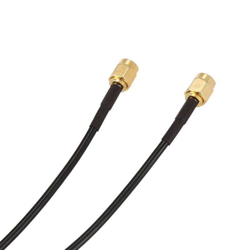 Set 2 dây cáp đồng trục mở rộng SMA đầu đực sang SMA đầu đực M-M RF Coaxial Pigtail RG174 màu vàng