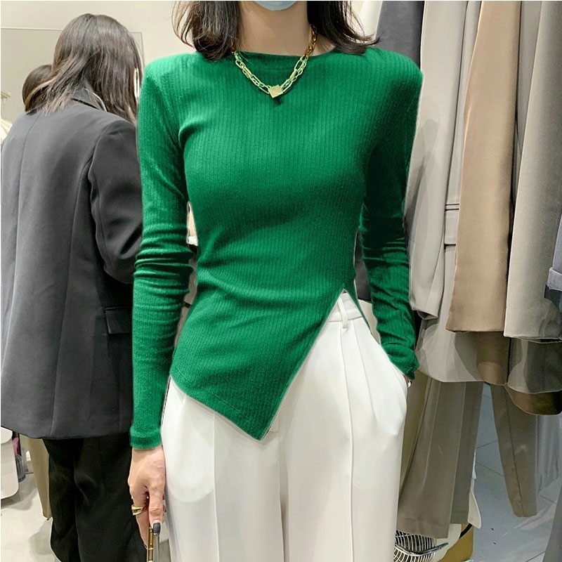 Áo Dệt Kim Xẻ Tà Phong Cách Thời Trang Hàn Quốc Dành Cho Nữ