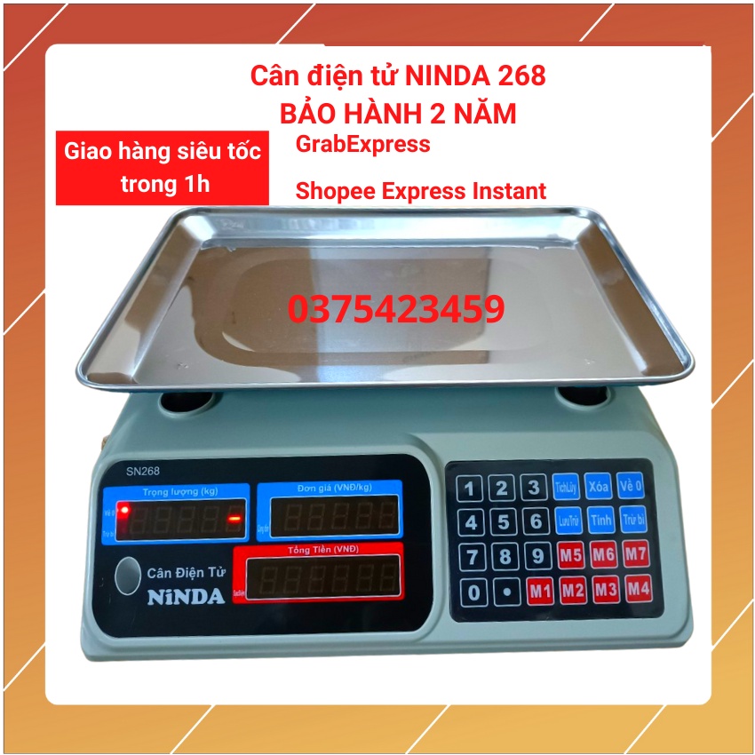 [ BH12T] cân điện tử tính tiền bán hàng siêu thị, tạp hóa,hoa quả  NINDA (SN268) 30Kg/5 được làm bằng thép không gỉ