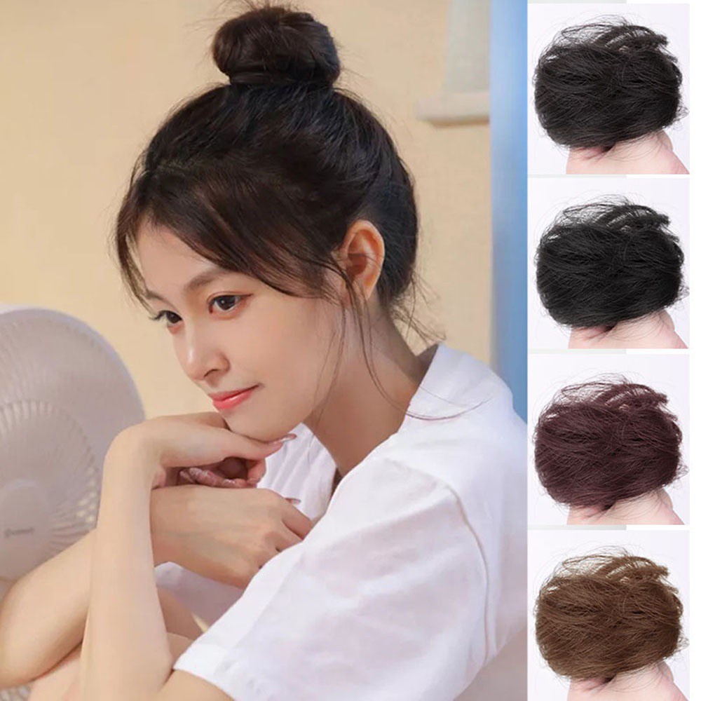TWINKLE Natural Hair Tie Wig Ball Invisible Hairpiece Ball Hair Wig Curls Women With Toupee Straight Hair Seamless Real Hair Hair Extensions/Multicolor