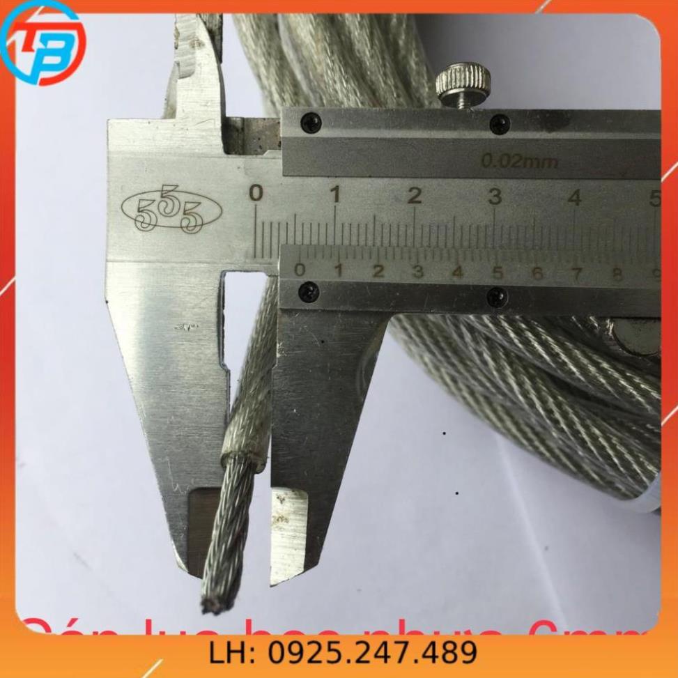 Dây cáp lụa bọc nhựa 6mm làm dây phơi, chằng chống giằng kéo cột, buộc đồ, cột đồ (set 1m)