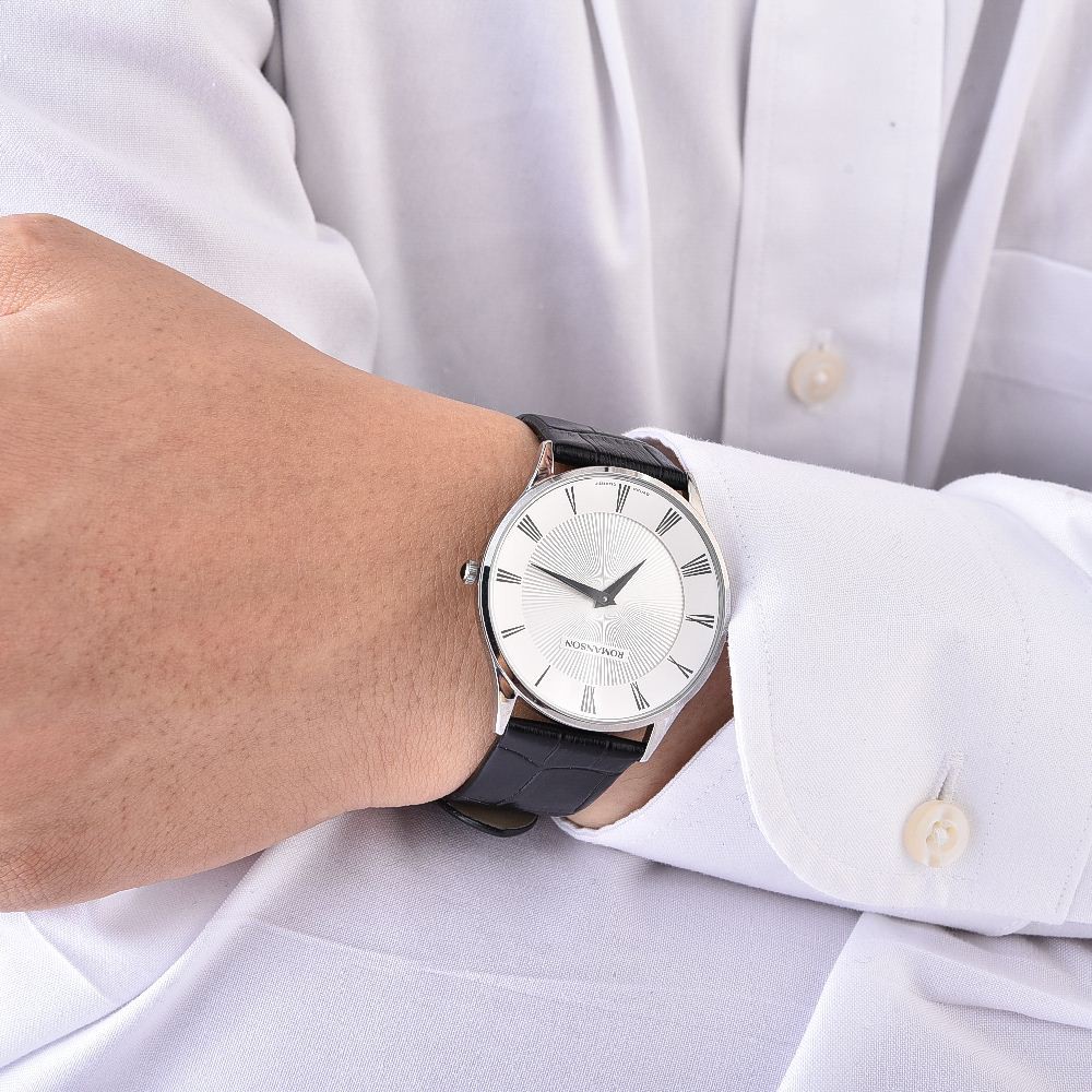 Đồng hồ Romanson Men Classic Watch TL0389MWWH nam máy Thụy Sĩ, mặt kính chống xước, dây da cao cấp chính hãng