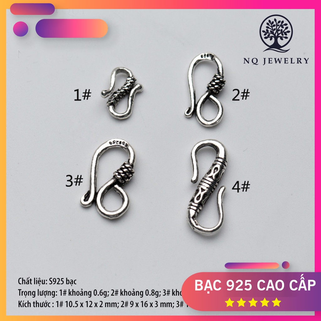 Charm bạc móc khóa chữ S kết vòng tay, dây chuỗi