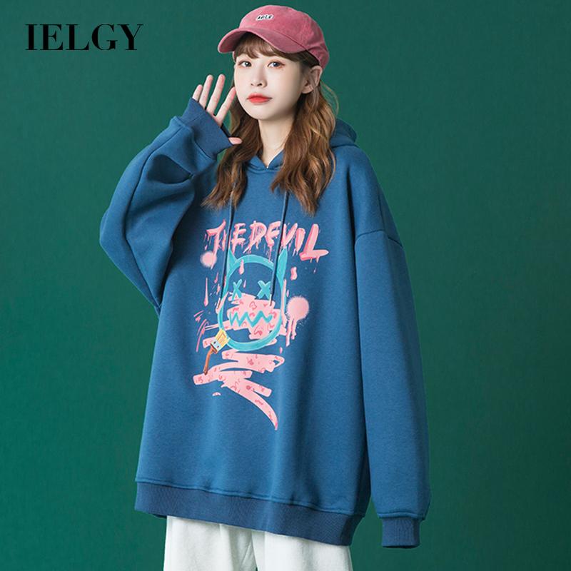 IELGY  Áo Hoodie Mỏng Dáng Rộng Phong Cách Hàn Quốc Cho Nữ
