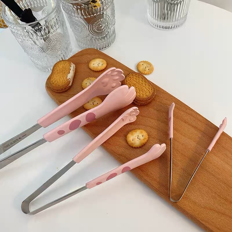 Kẹp Gắp Đồ Ăn Bằng Thép Không Gỉ Hình Bàn Chân Mèo Dễ Thương