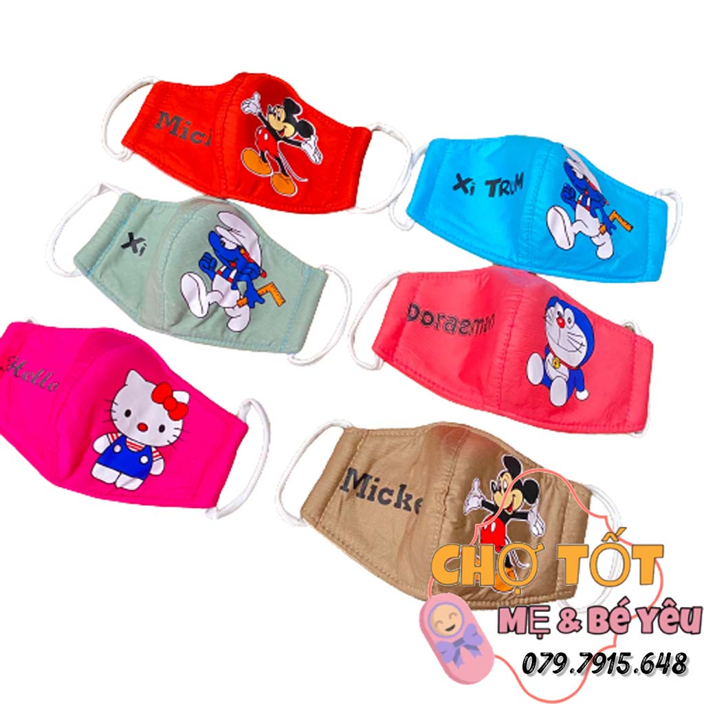 Khẩu trang vải cotton hoạt hình in công chúa cho bé 1-3 tuổi