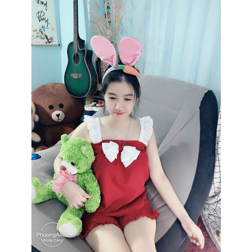 Đồ Bộ Ngắn Phối Ren Tiểu Thư Xinh Xắn Freesize Dưới 53kg