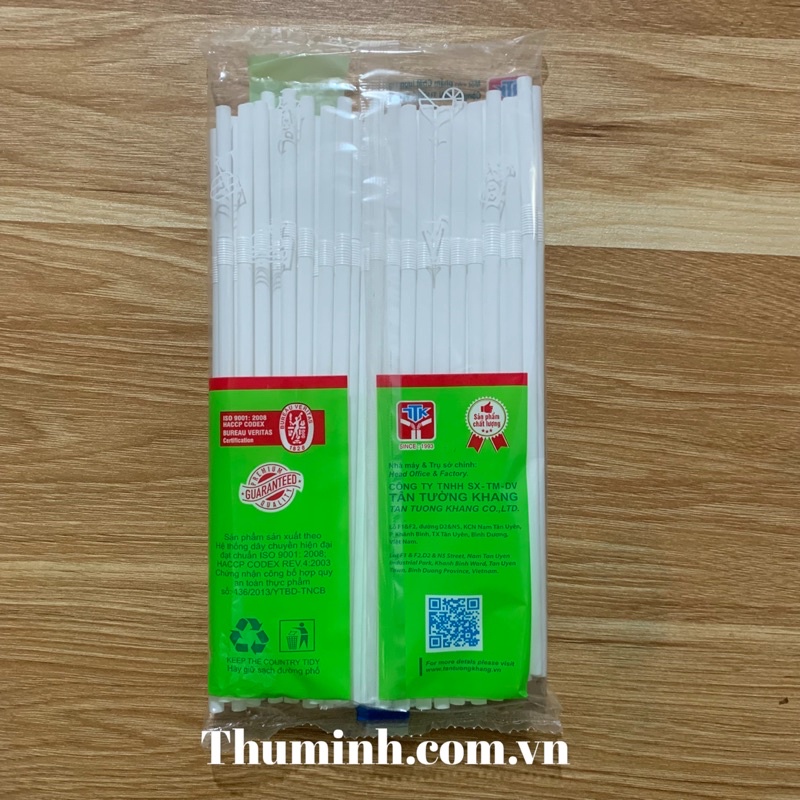 Ống Hút Trắng Cong Gập Đầu Bịch 70 Cái