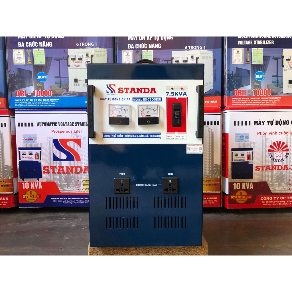 Ổn áp Standa 7,5kva dải 50v-250v hàng chính hãng giá tốt
