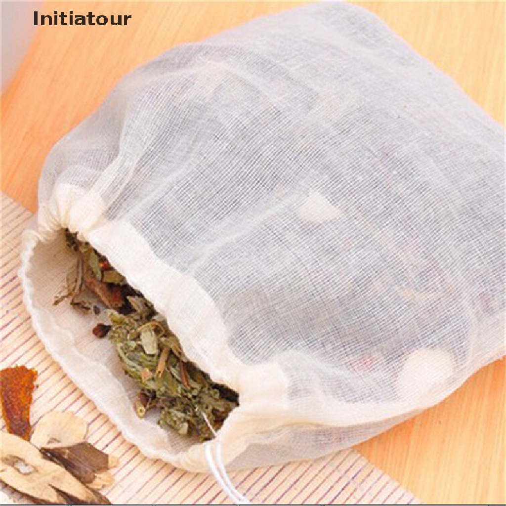Bộ 10 Túi Dây Rút Vải cotton 8x10cm Đựng Trà / Thảo Dược Tiện Dụng