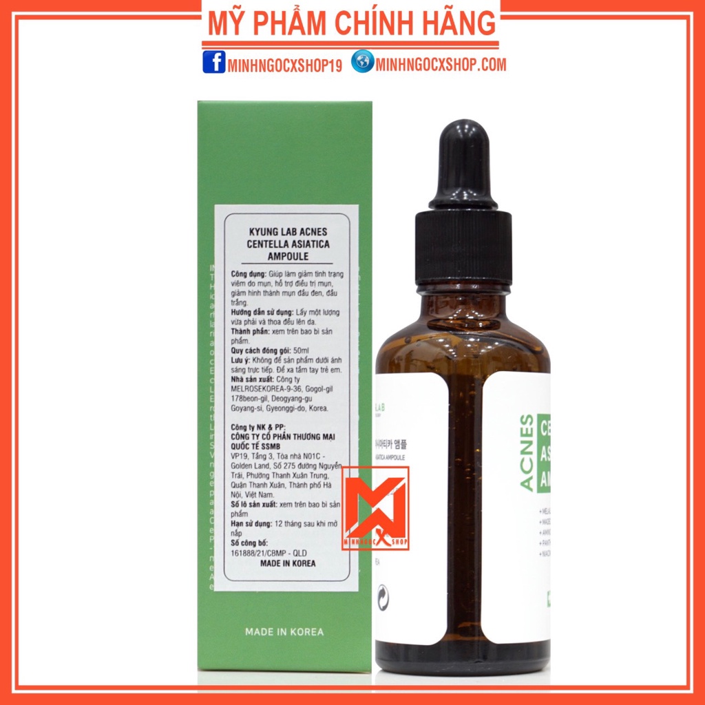Tinh chất serum giảm mụn, ngừa mụn KYUNG LAB ACNES CENTELLA ASIATICA AMPOULE 50ml