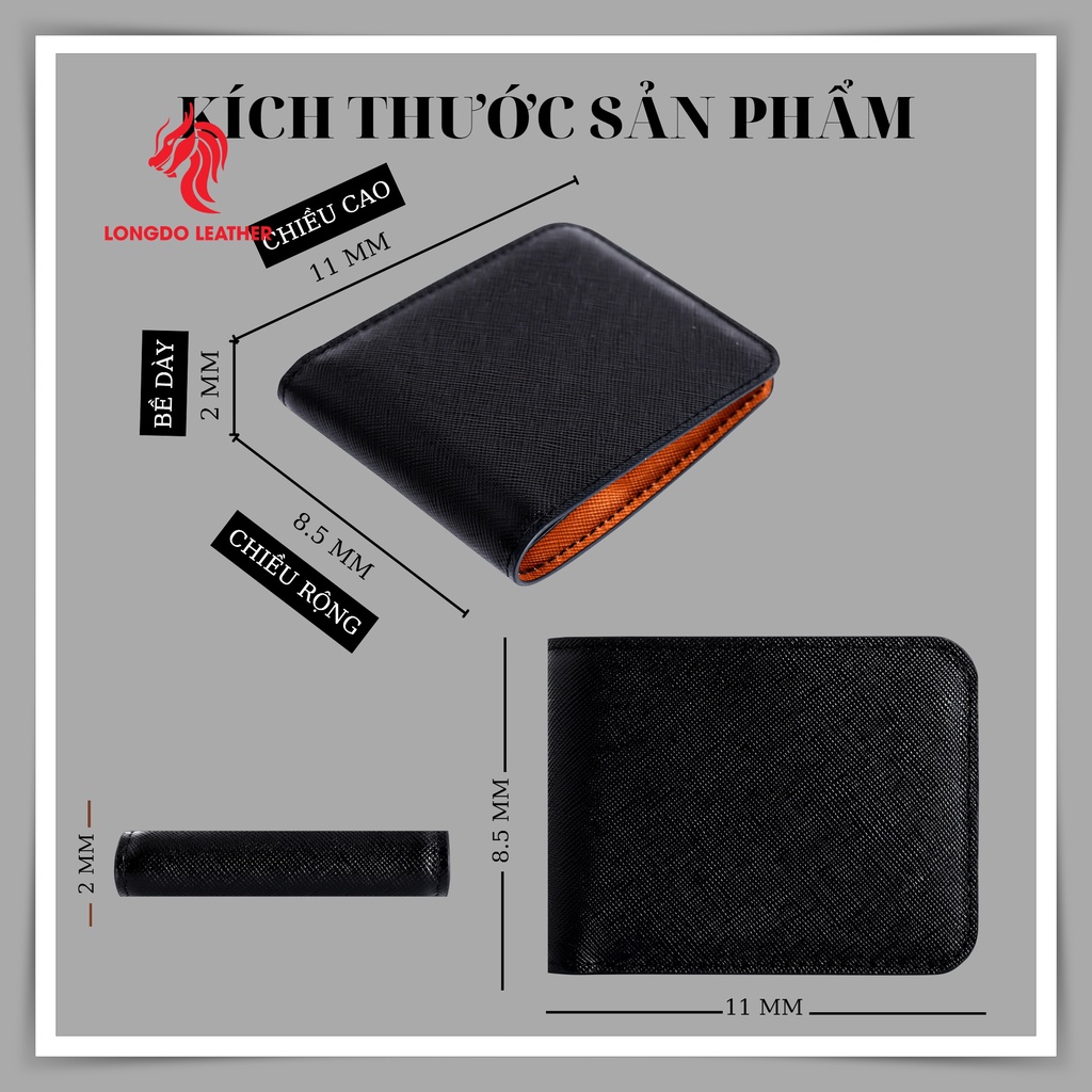 Ví nam trẻ trung - Cam kết da bò thật 100% - Hàng chính hãng thương hiệu Longdo Leather - B07