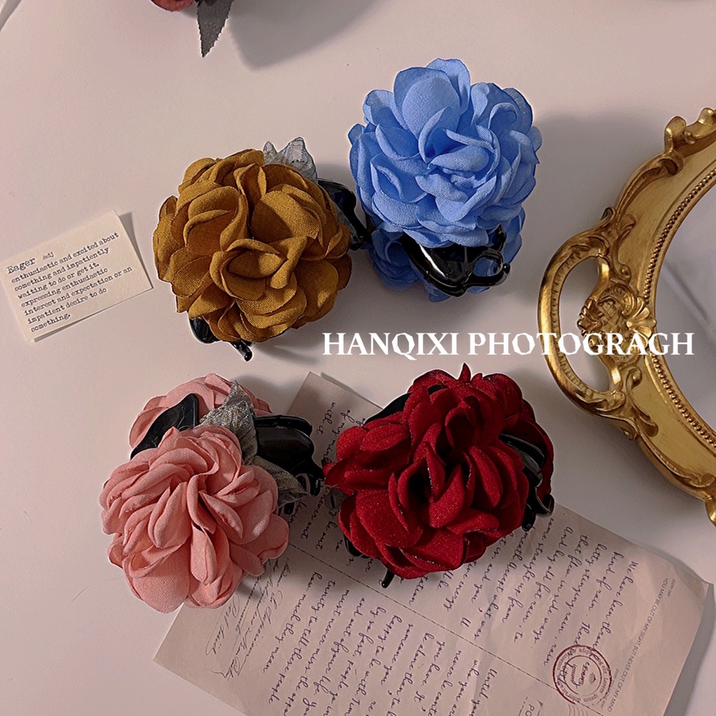 Kẹp Tóc Hình Hoa Hồng Bằng Ruy Băng Có Giá Đỡ Cho Nữ