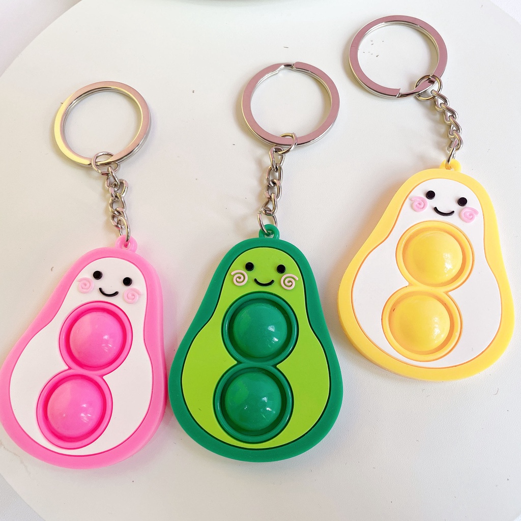 🍉Móc Khóa Hình Quả Bơ Pop-it Độc Đáo - Móc Chìa Khóa Bơ Mặt Cười DUASHOP