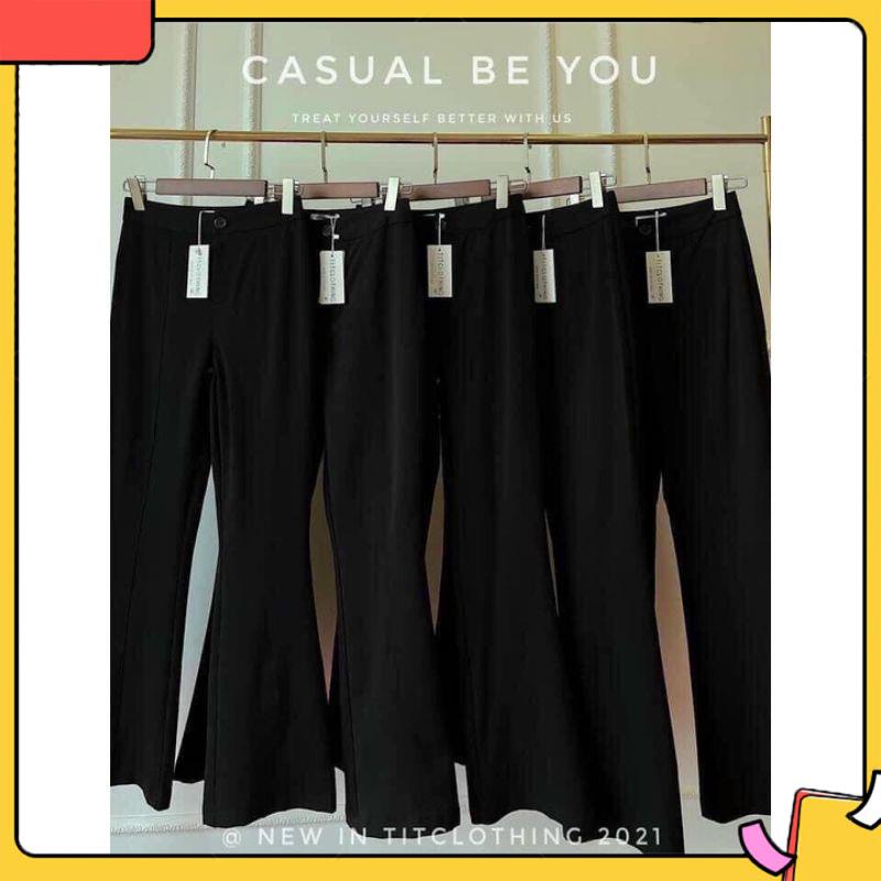 Quần ống loe cạp cao Kamichi , Quần legging dài ống loe chất tuyết mưa cao cấp mã 828