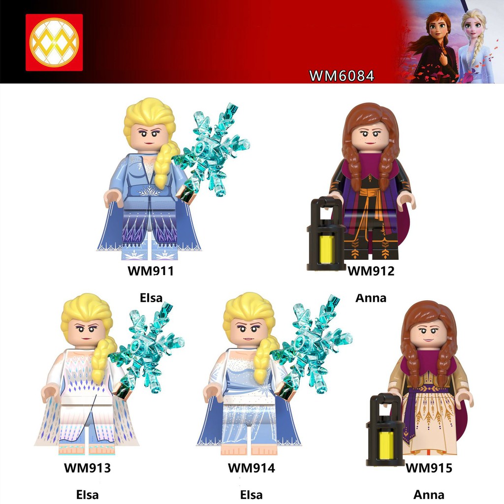 Minifigures Nhân Vật Công Chúa Elsa &amp; Anna Mẫu Mới Ra Siêu Đẹp WM6084