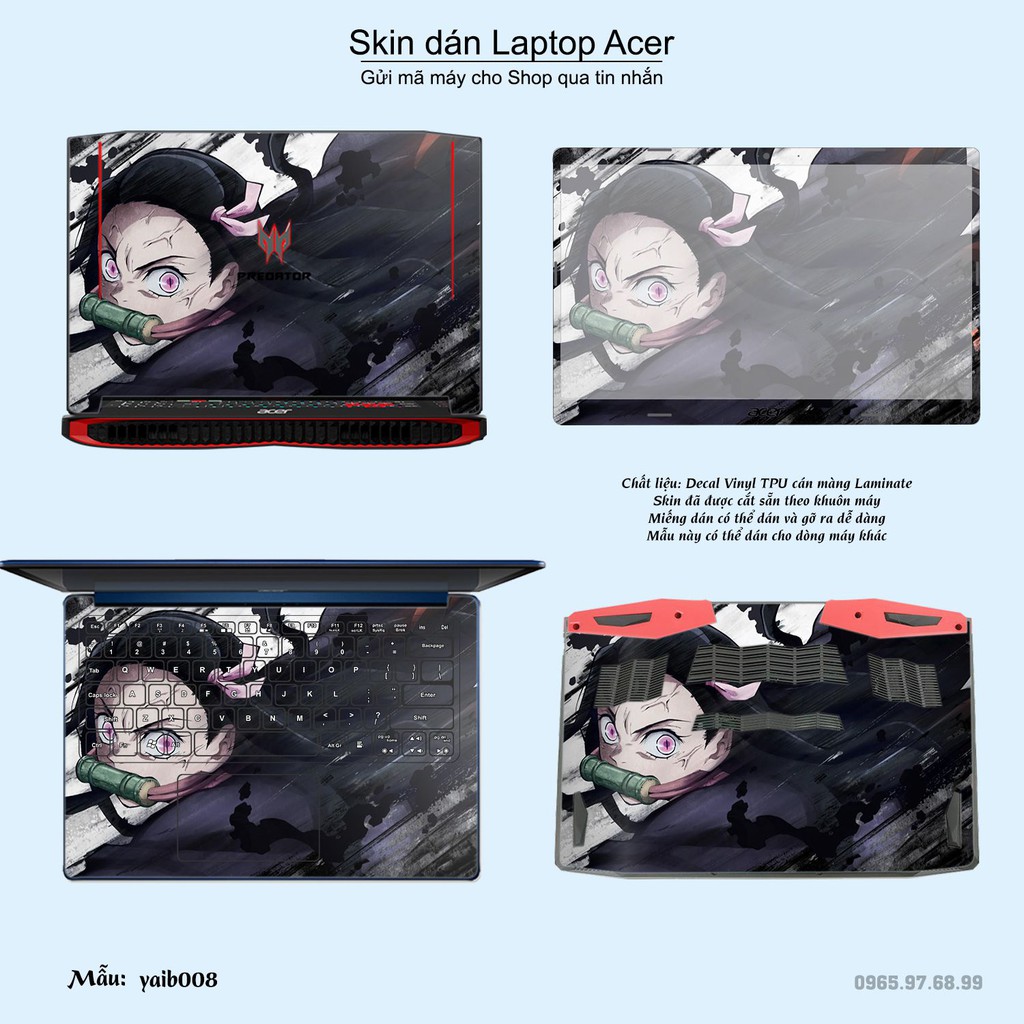 Skin dán Laptop Acer in hình Kimetsu No Yaiba (inbox mã máy cho Shop)