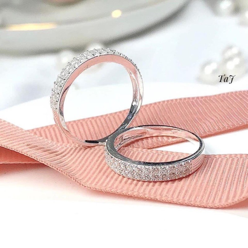Nhẫn nữ 2 hàng đá nhỏ , hàng dầy dặn chuẩn bạc ta -THJ SILVER