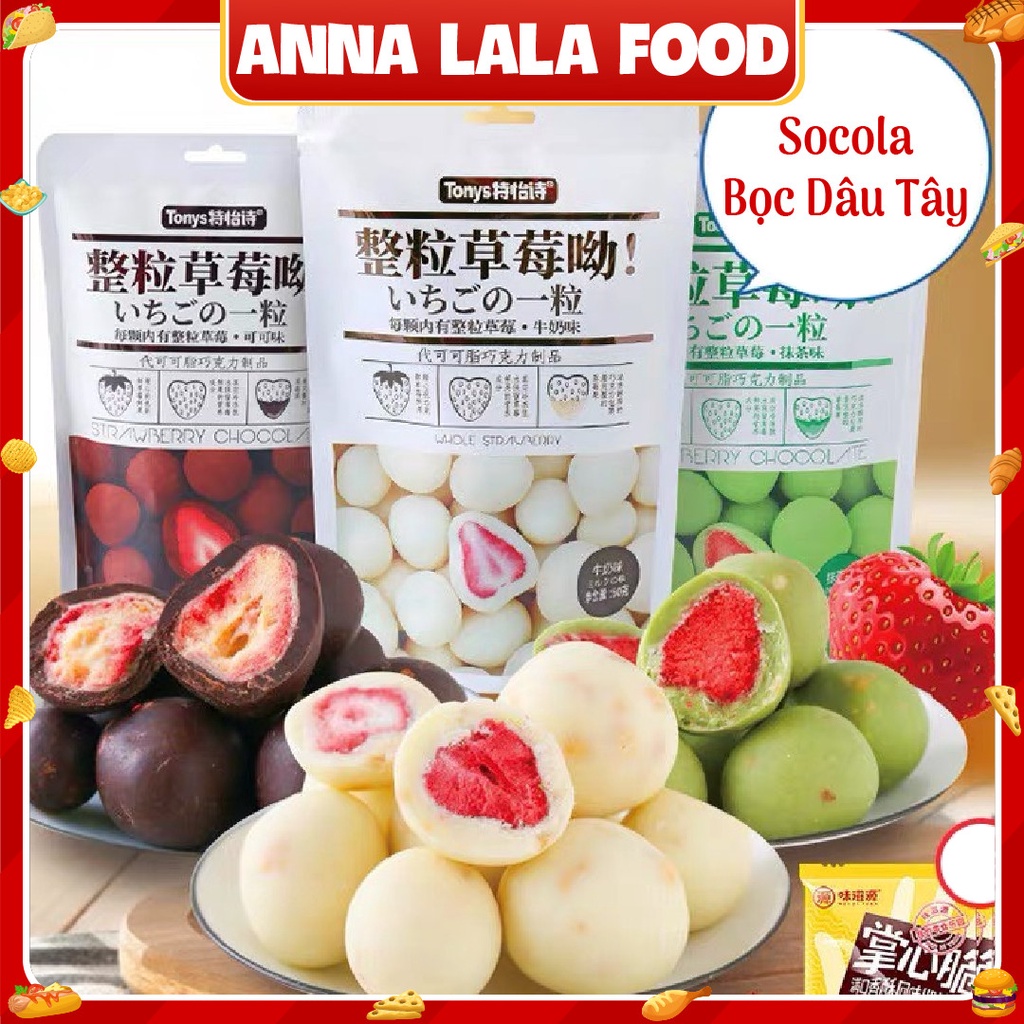 [SẴN] Socola bọc dâu tây 3 vị- túi 60g