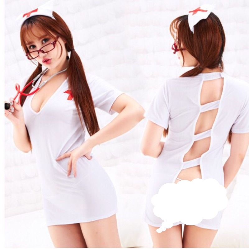 Bộ cosplay cô y tá hở lưng quyến rũ